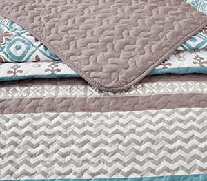 All American Collection Printed Bedspread and Pillow Sham Set Brown & Turquoise