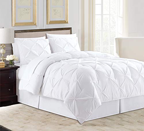 All American Collection 8pc Pintuck Comforter Set (Queen, White)