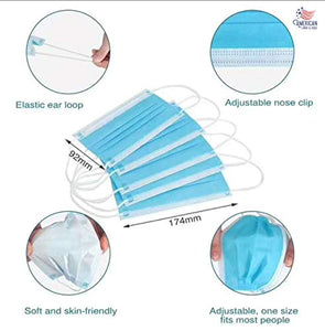 All American Collection Non-Woven Disposable Non-Surgical Face Masks for Social Distancing for Personal Business Use Box of 50