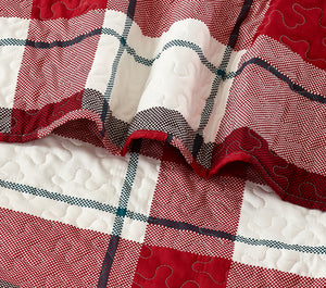 All American Collection Red-Green Plaid Printed Bedspread Set