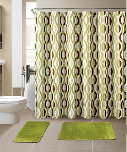 15-Piece Helix Design Bathroom Set With Matching Shower Curtain