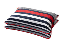 Load image into Gallery viewer, All American Collection Contemporary Red-Navy Striped Bedspread Set